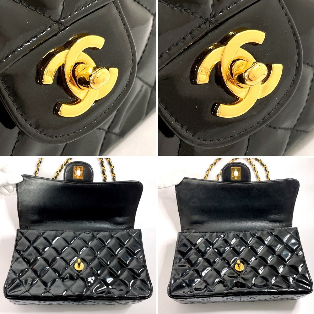 CHANEL Matelasse Chain Shoulder Bag Patent Leather Black - Picture 7 of 12